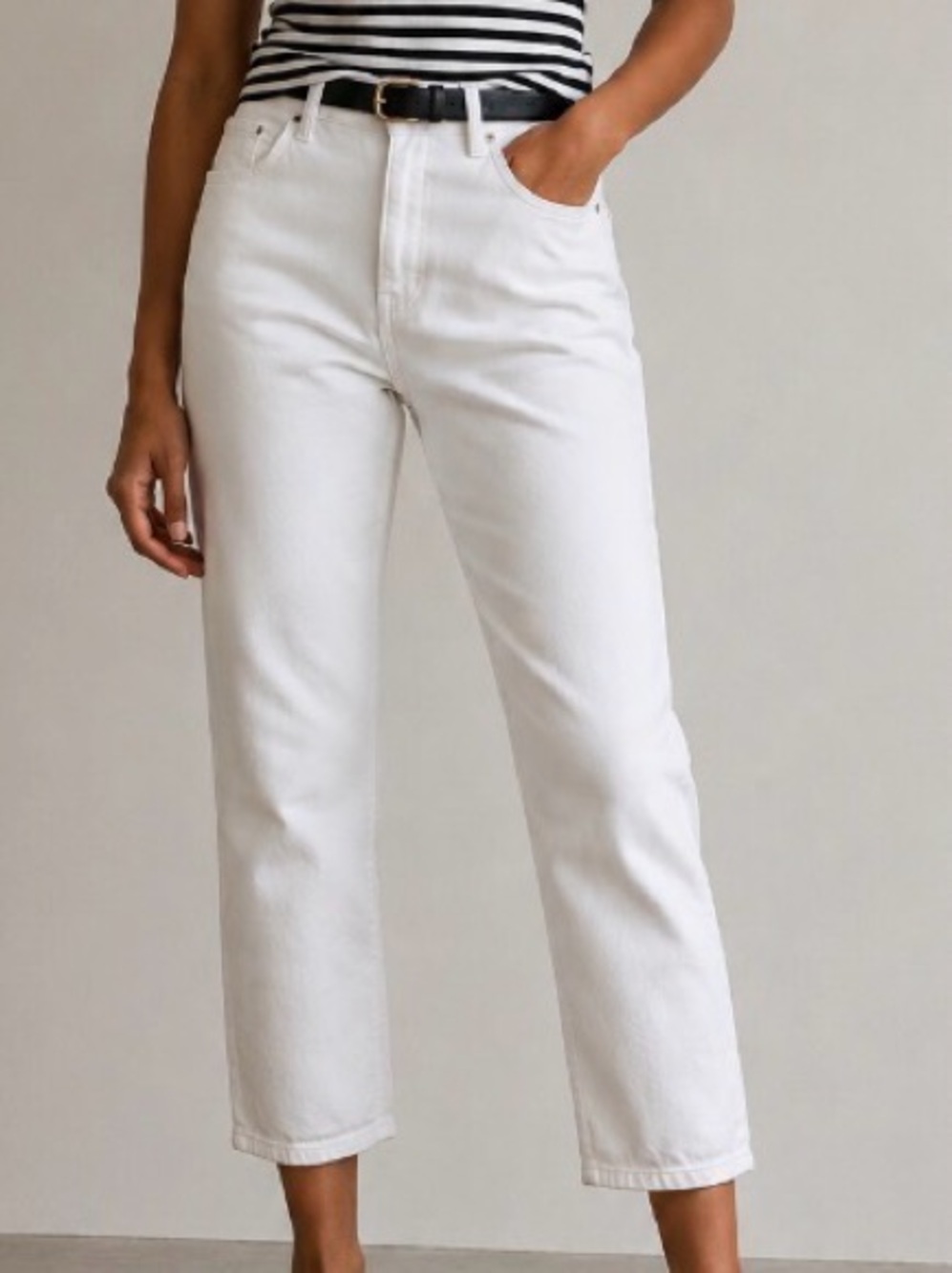 LEE White Relaxed Fit Mid Rise Cropped Denim Jeans Size 8-10